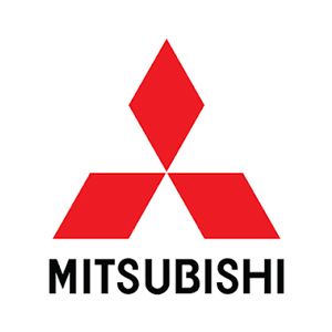Mitsubishi logo with three red diamonds above black text on a white background