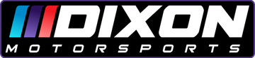 DIXON Motorsports logo with italic white and pink text on a black background