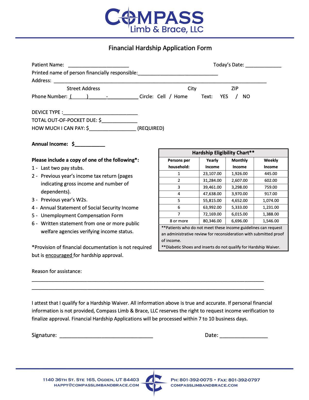 Financial Hardship Application Form PDF