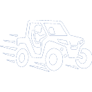 Pickup truck with motion lines, suggesting it is driving fast.