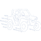 Pickup truck with motion lines, suggesting it is driving fast.