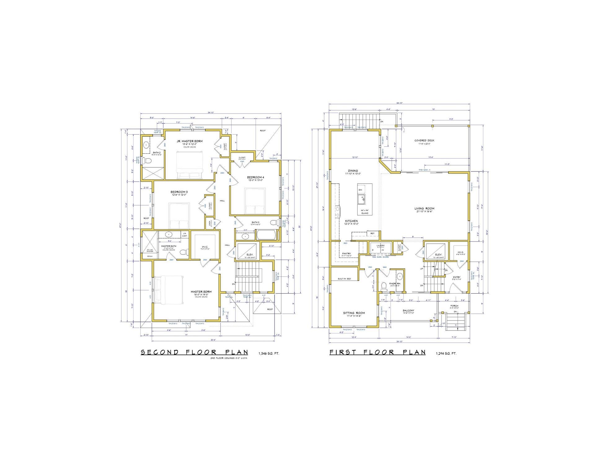 Two floor plans of a house on a white background.