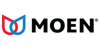 The Moen logo, featuring a red and blue water-drop icon next to the word 