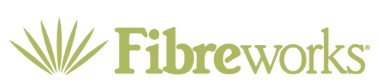 The logo for fibreworks is green and white