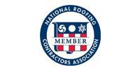 National Roofing Contractors Association member logo in blue, white, and red circle with red banner