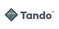 Tando logo with teal diamond icon and gray text on white background