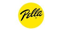 Pella logo in black script on a yellow circle