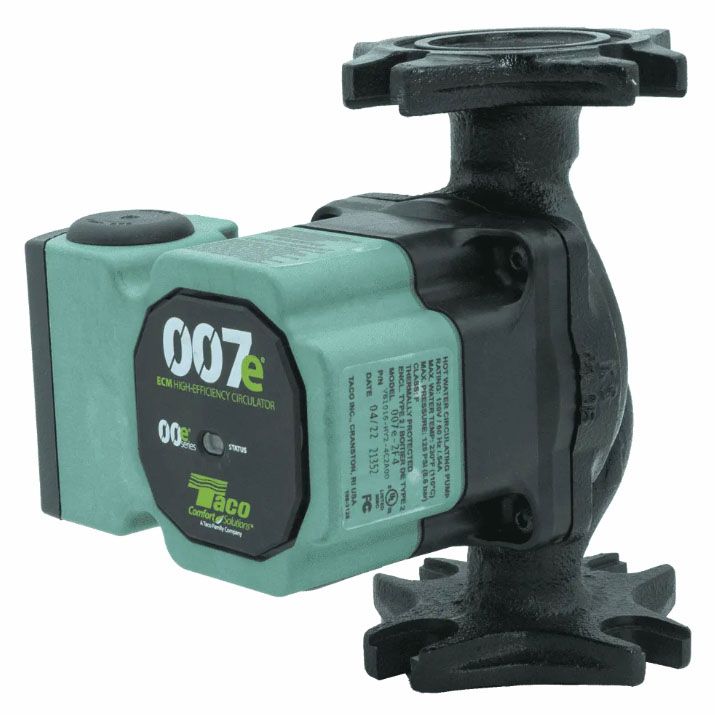 A black and green water pump with the number 007 on it
