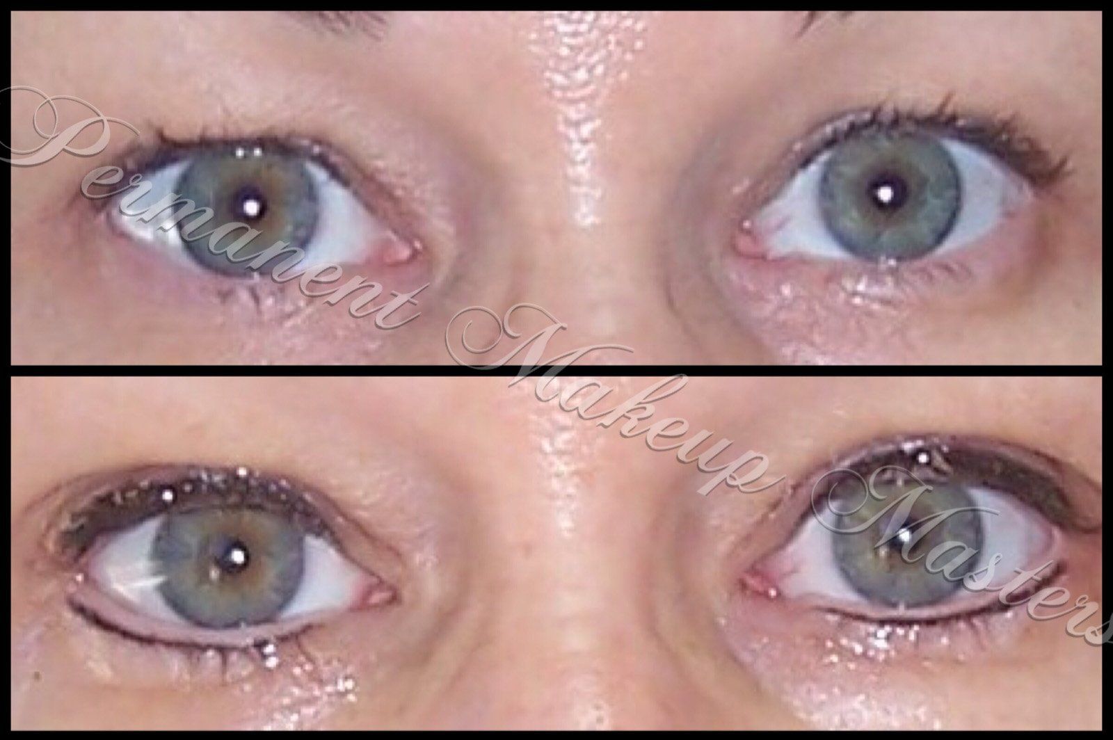 A before and after photo of a woman's eyes