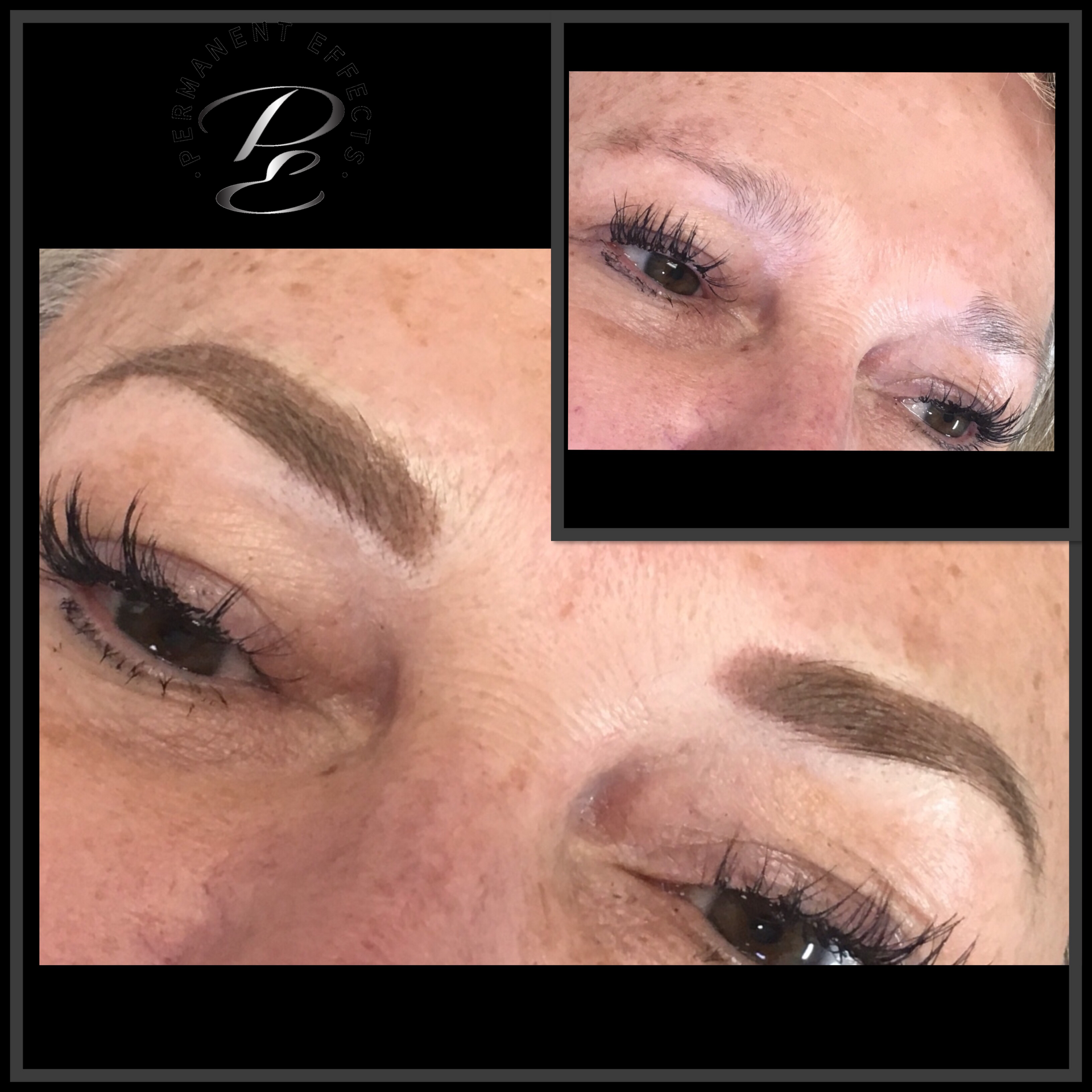 A close up of a woman's eyebrows and eyelashes.