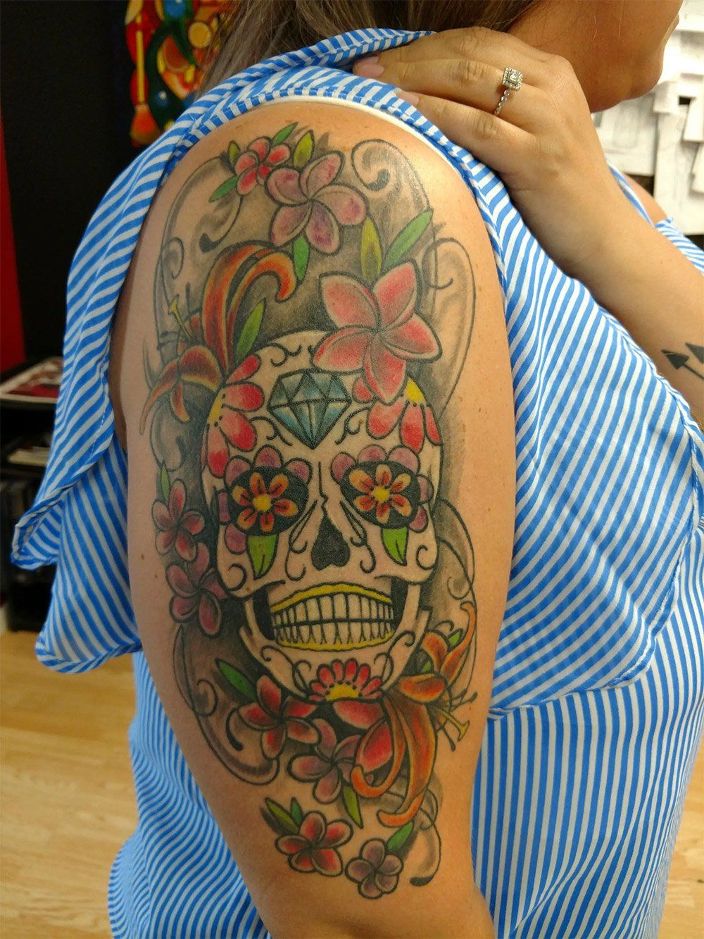 Tattoo artists work