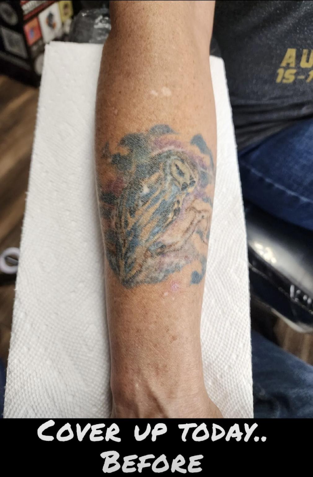 A tattoo on a persons arm