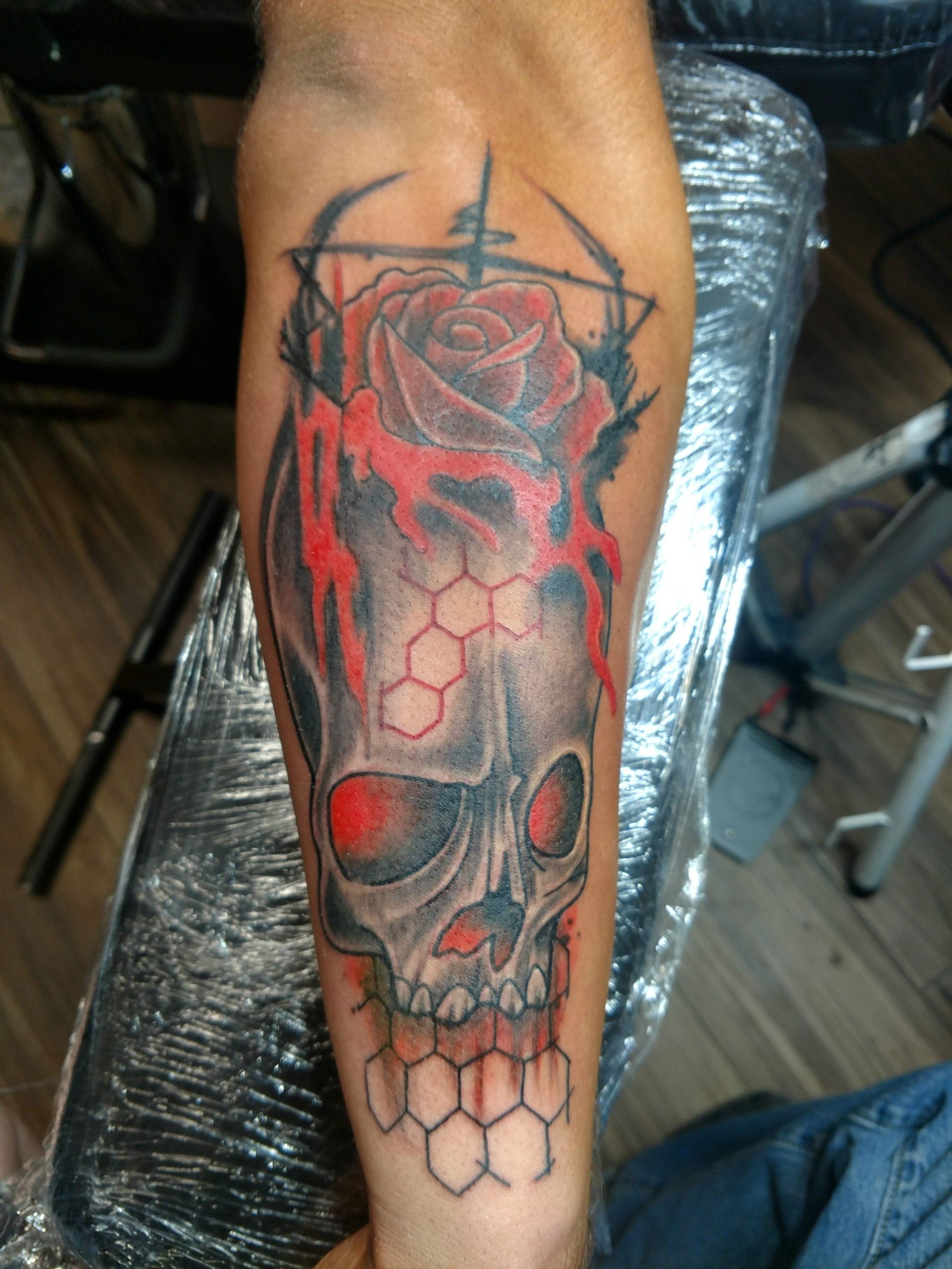 Tattoo artists work