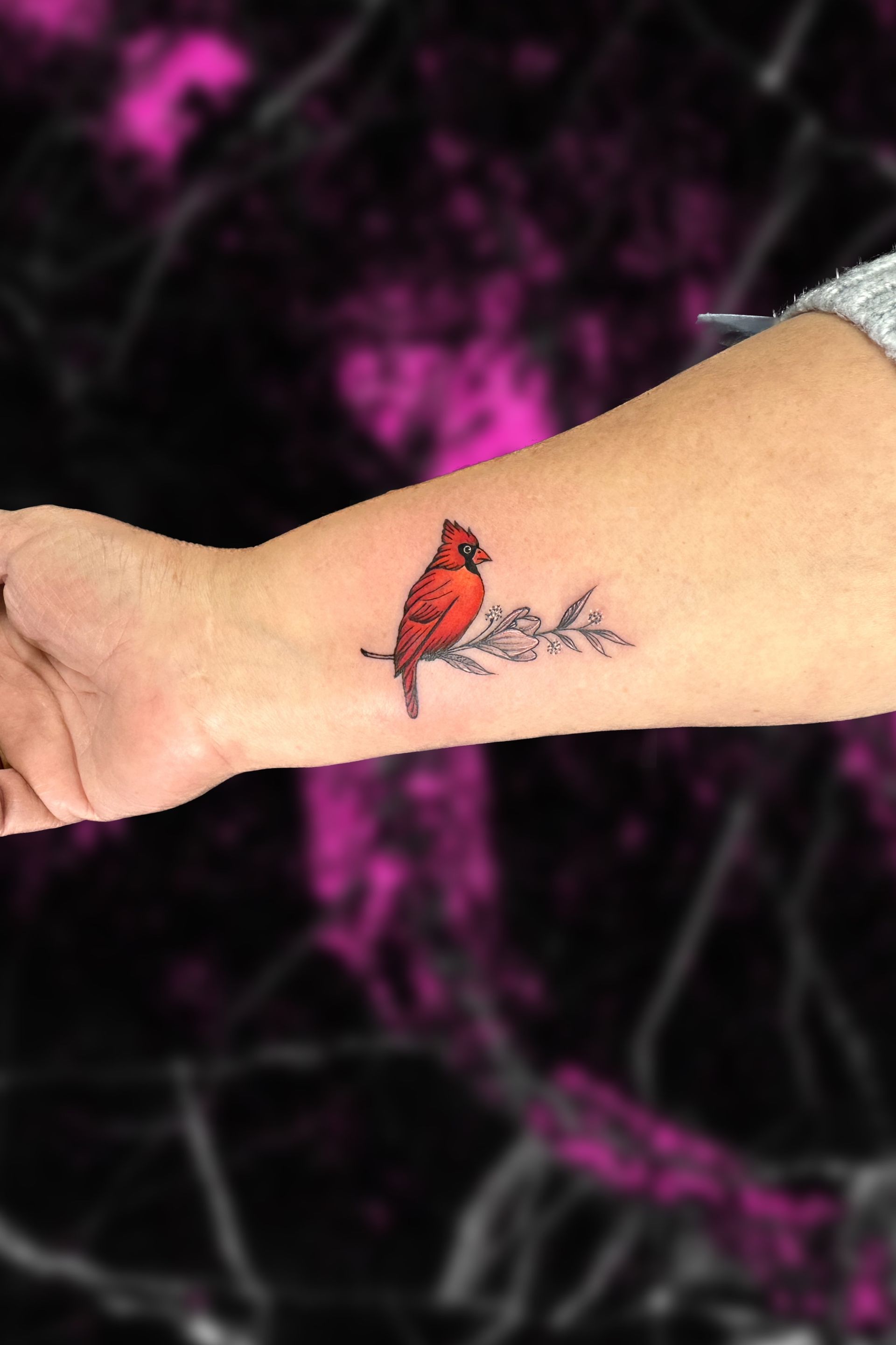 Northern cardinal bird tattoo