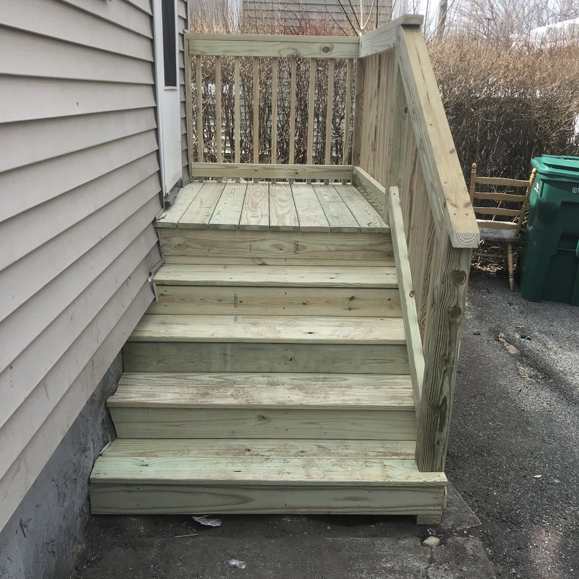 Newly installed wood stairs