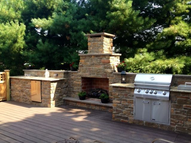 Outdoor fireplace grill area | Sunset Creations Inc | Skillman, NJ