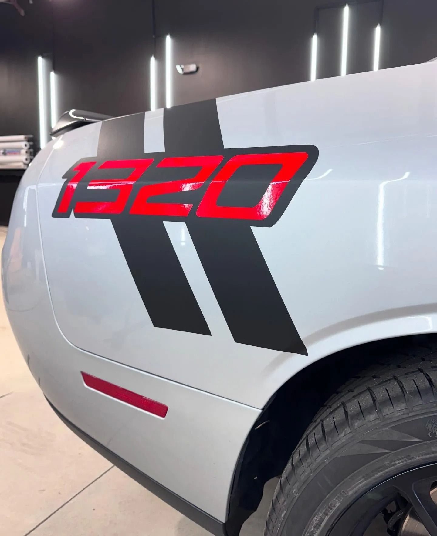 White car with black and red 