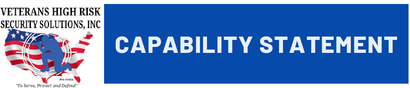 Logo with an American flag map and the words Capability Statement on a blue background.