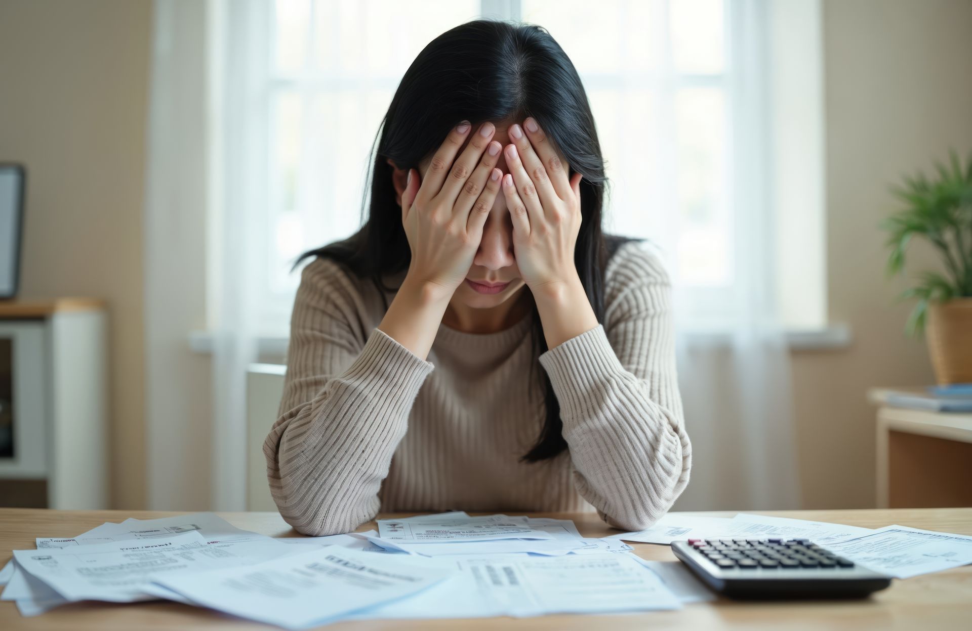 overwhelmed homeowner frustrated with property tax bill