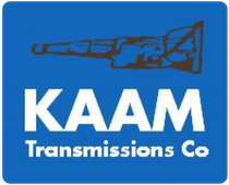 Blue logo reading &ldquo;KAAM Transmissions Co&rdquo; with a black transmission graphic above the text