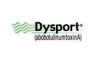 Dysport logo with a wave graphic, the word Dysport, and (abobotulinumtoxinA) text.