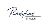 Restylane Kysse logo in dark blue script and gray text on a white background.