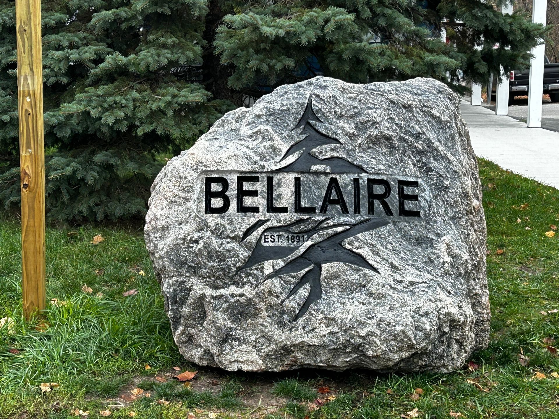 Large stone sign with 