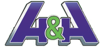 Purple A&A logo with a green ampersand on a white background