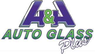 A&A Auto Glass Plus logo in purple, green, and gray text on a white background