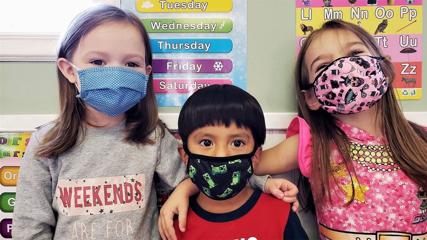 Kids wearing masks