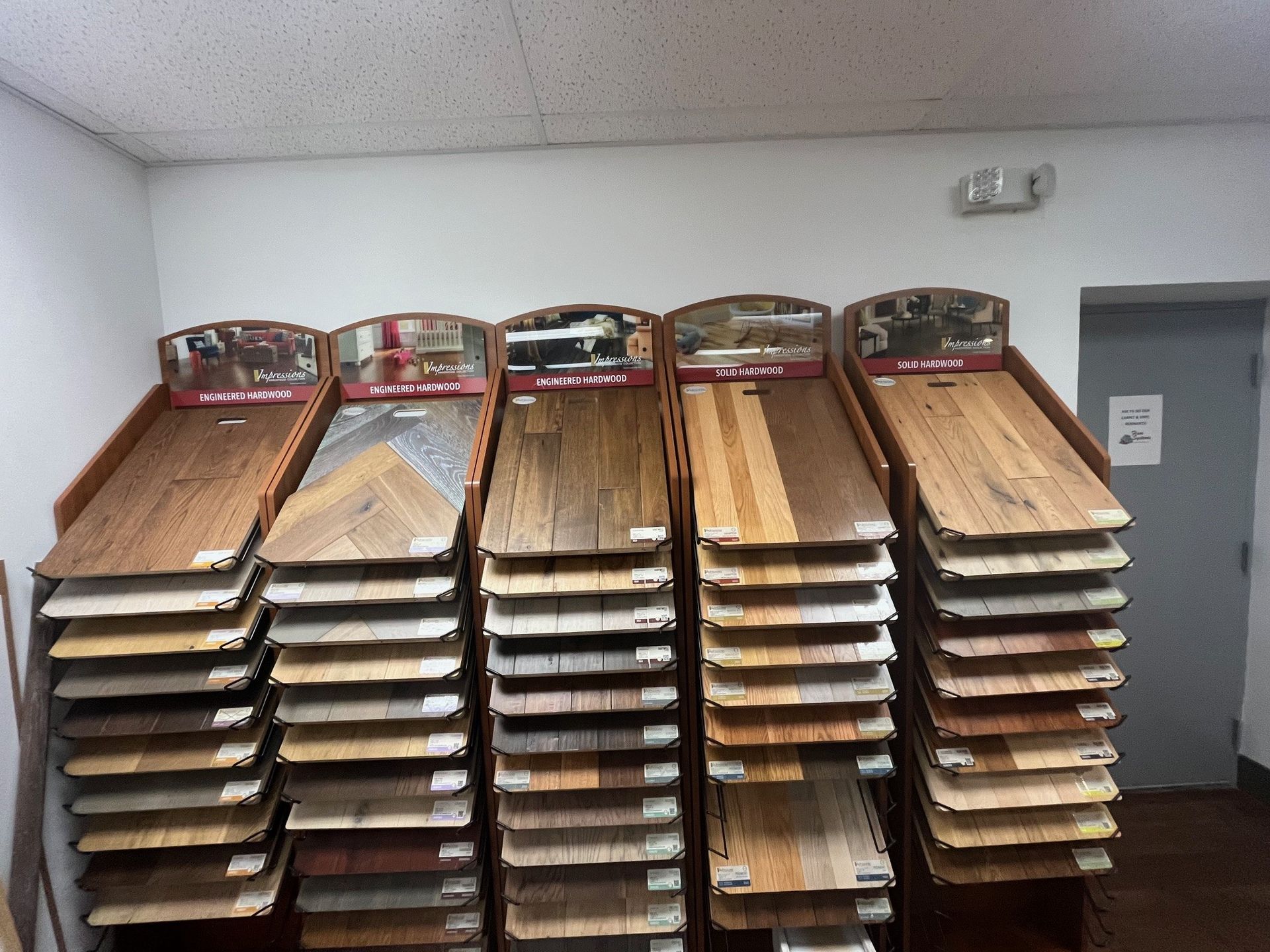 a display of different types of wood flooring in a store