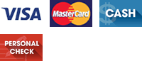 Visa, MasterCard, Cash, Personal Check