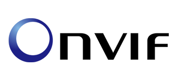 ONVIF logo, blue and white with a blue circle next to black text.