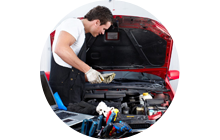 Auto mechanic repairing the car engine