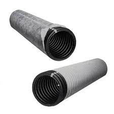 Two drain pipes are sitting next to each other on a white background
