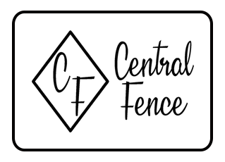 Central Fence logo with CF in a diamond and “Central Fence” text in black