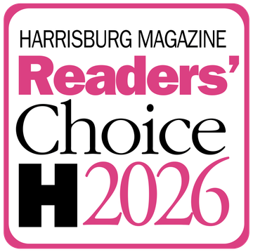 Harrisburg Magazine Readers’ Choice H2026 logo in pink, black, and white with rounded border