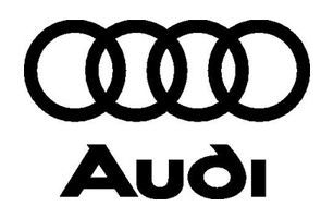 A black and white logo for audi on a white background.
