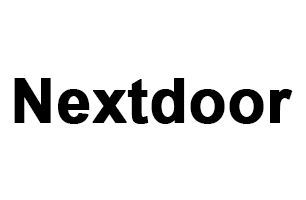 A black and white logo for nextdoor on a white background.