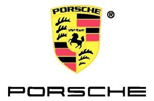 A porsche logo with a horse on it