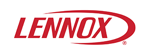 The lennox logo is red and white on a white background.