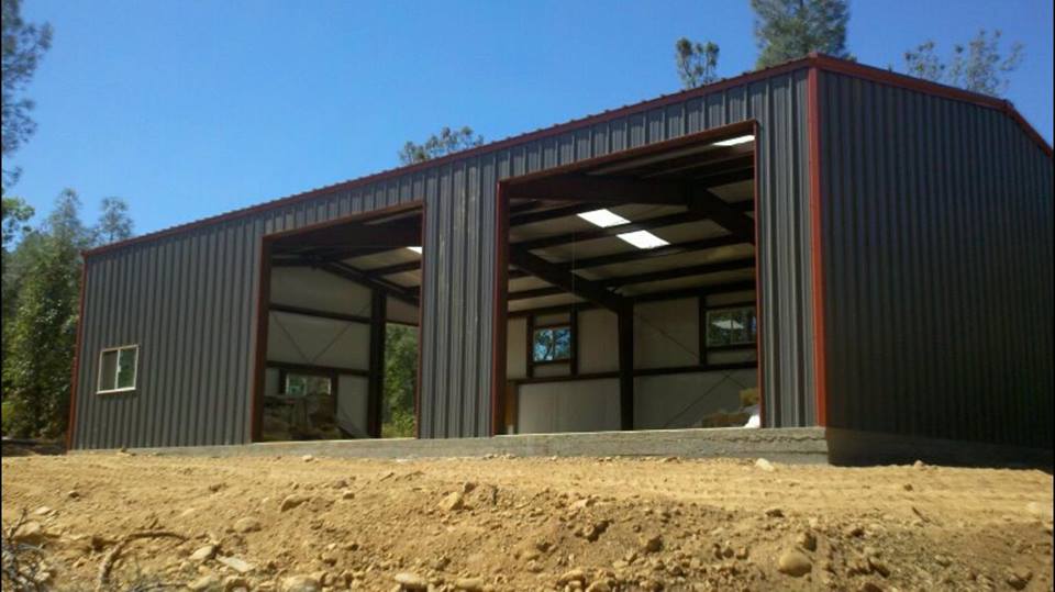 Outside of steel building