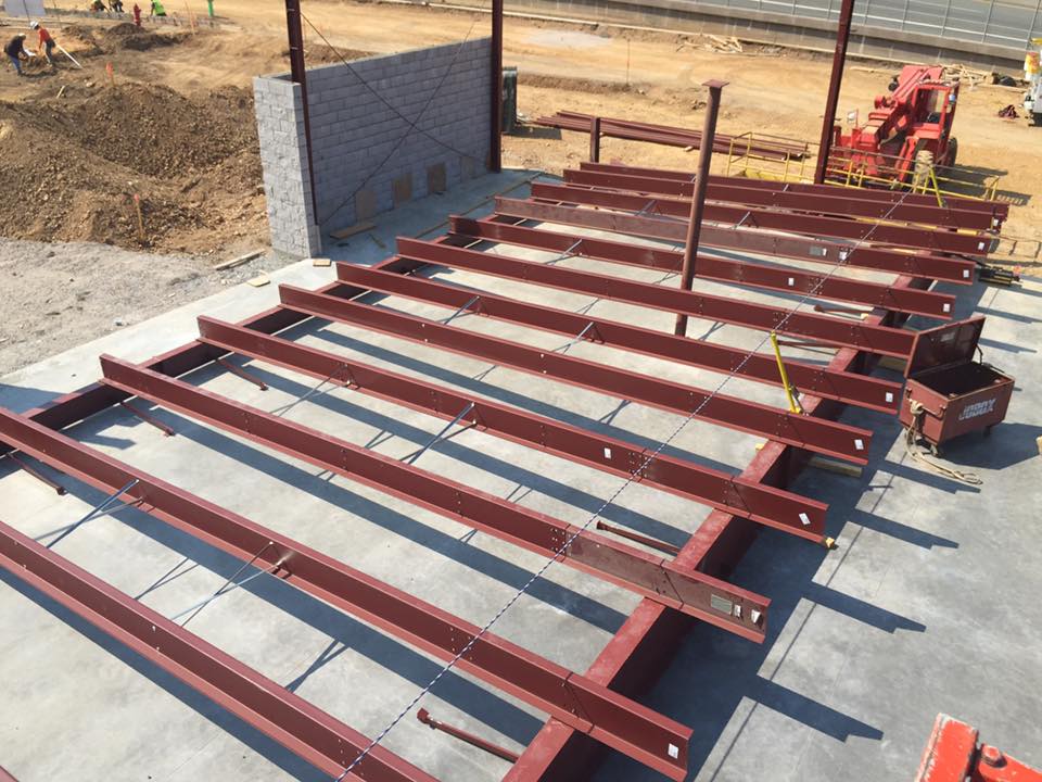 Red steel beams