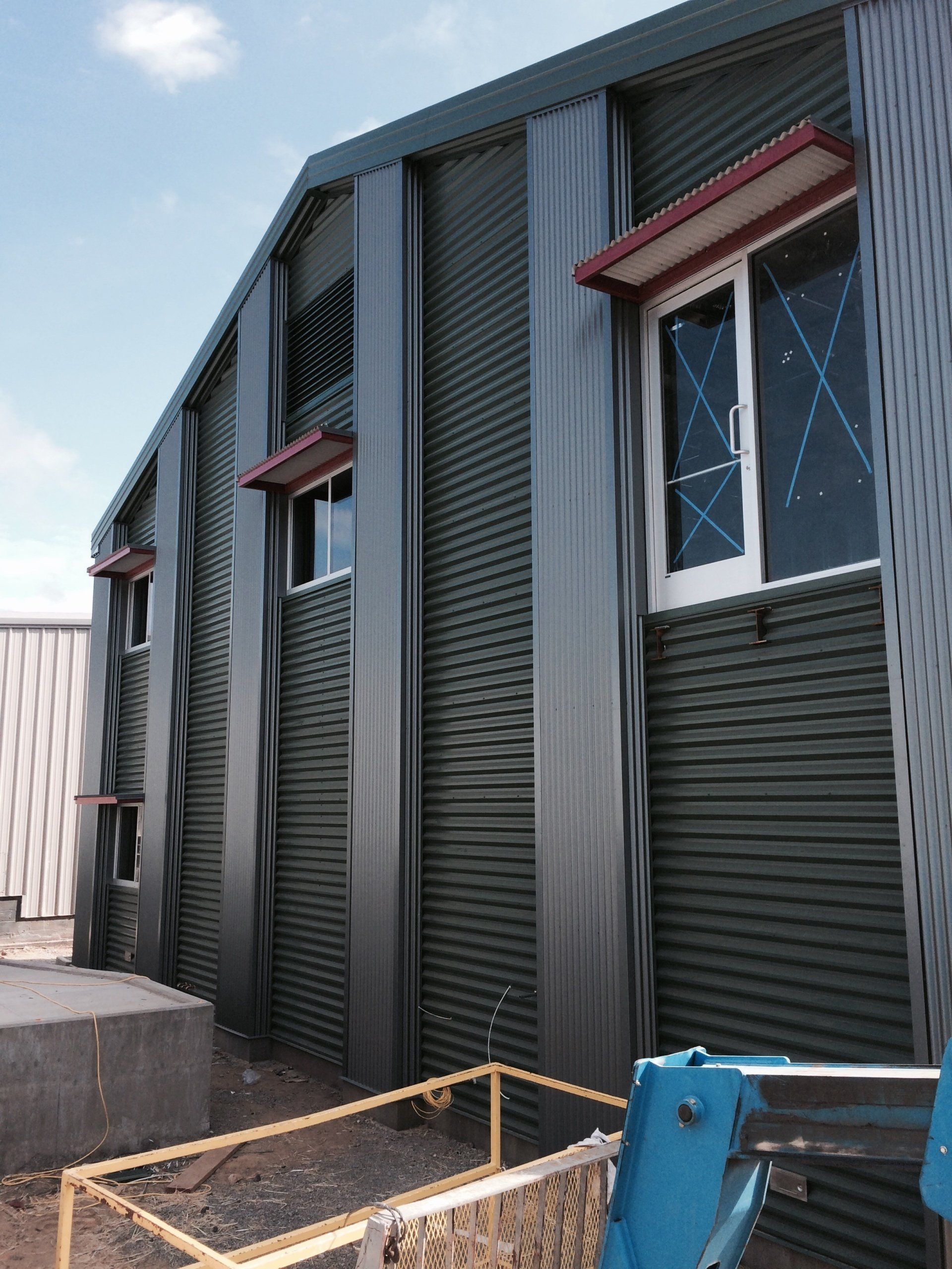 Side of steel building exterior