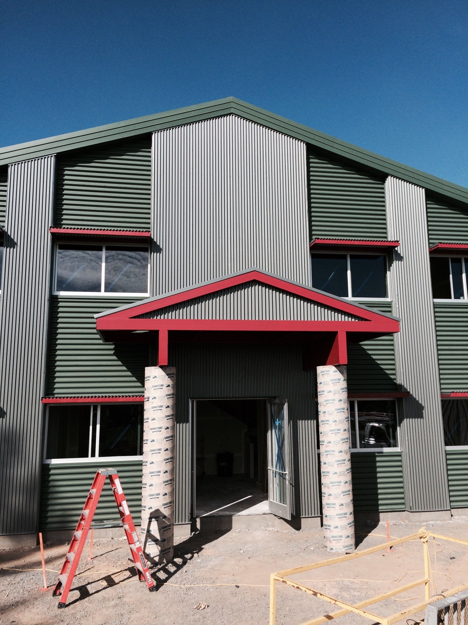 Front entrance of steel building 02