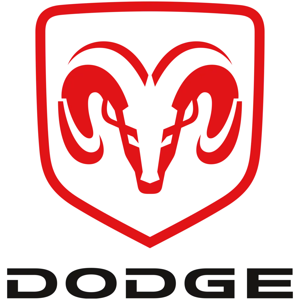 Red Dodge Ram head logo inside a red shield with