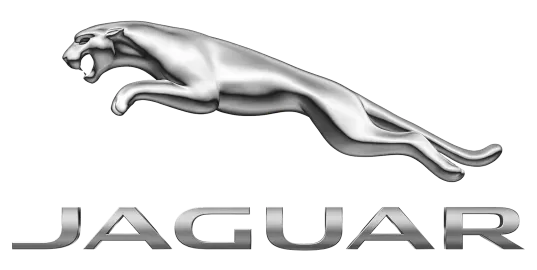 Jaguar car logo: silver leaping jaguar above the word