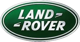 Land Rover logo, green oval with silver outline, white text.