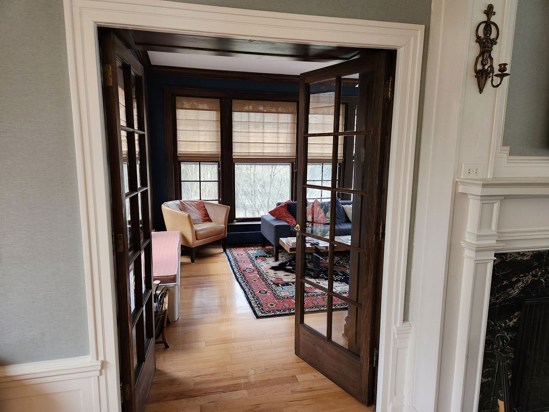 wooden glass door chemical stripping