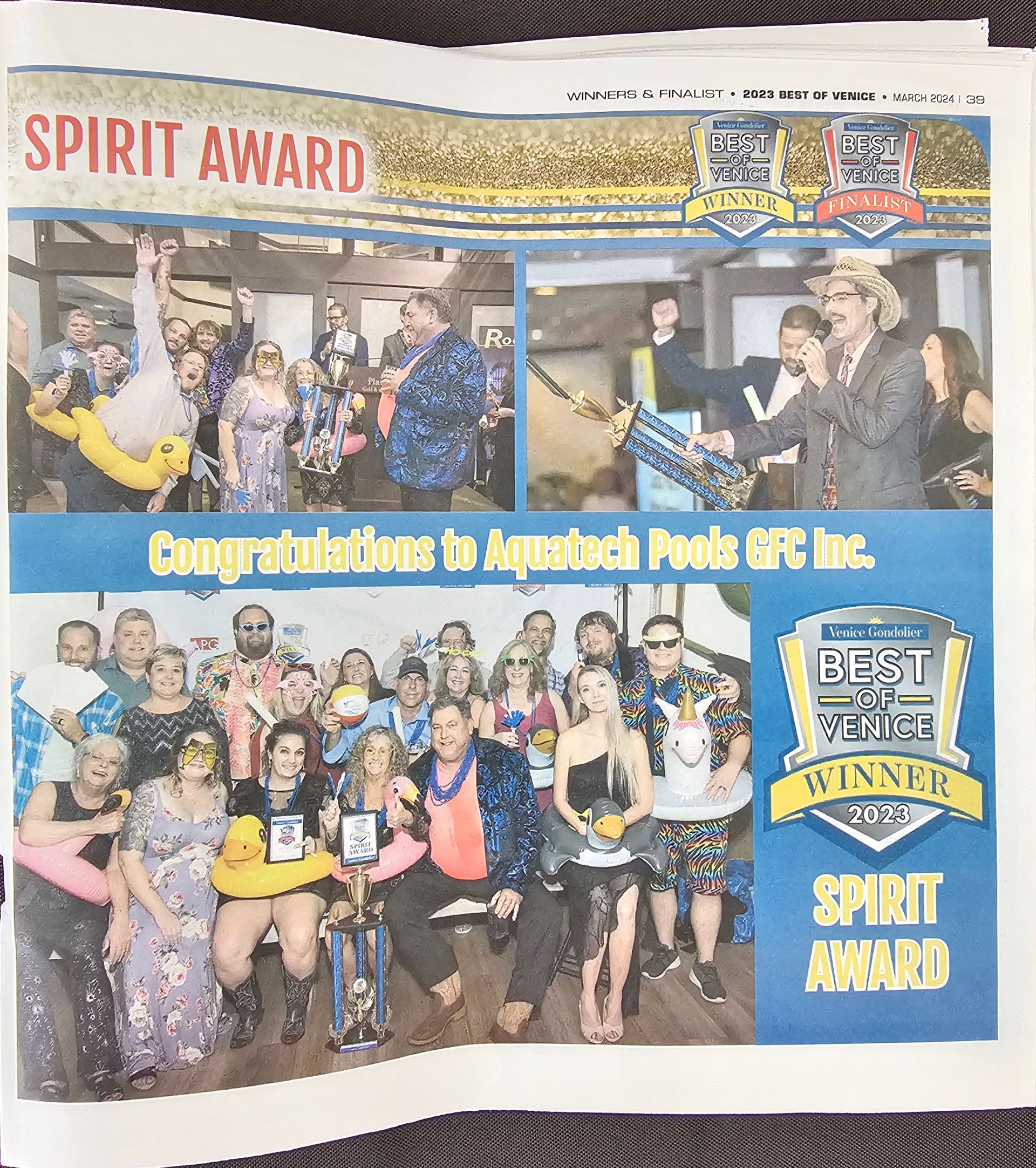 Bestof Venice Winner 2023 - Spirit Award Newspaper
